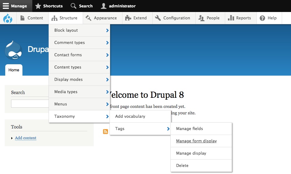 Quản trị Dashboard Drupal 8