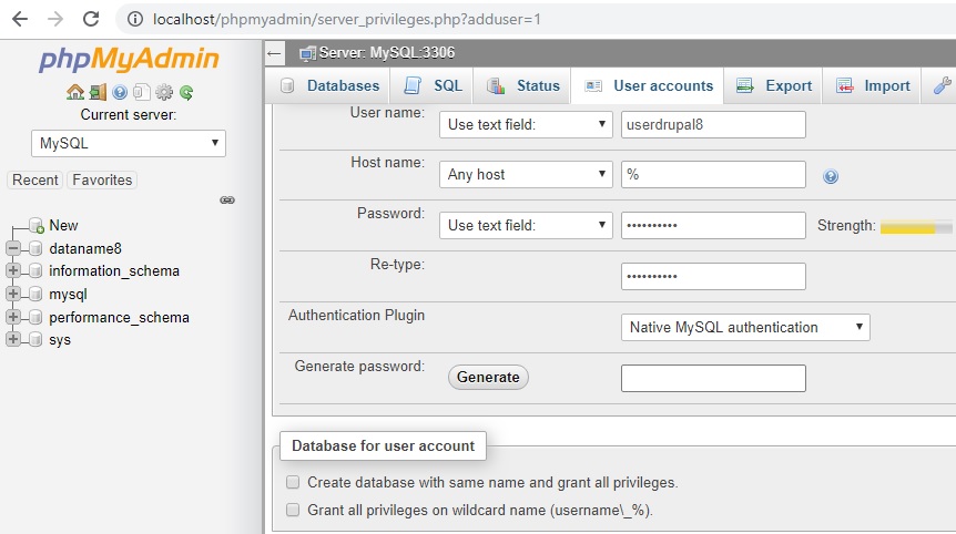 MySql Database Drupal